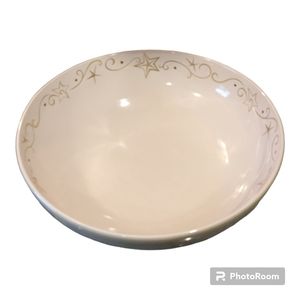 Pfaltzgraff Serving Bowl HOLIDAY CHEER Christmas Dishes White Gold Red 11"